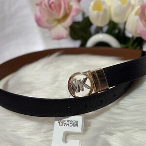Michael Kors Black Belt with Gold Buckle